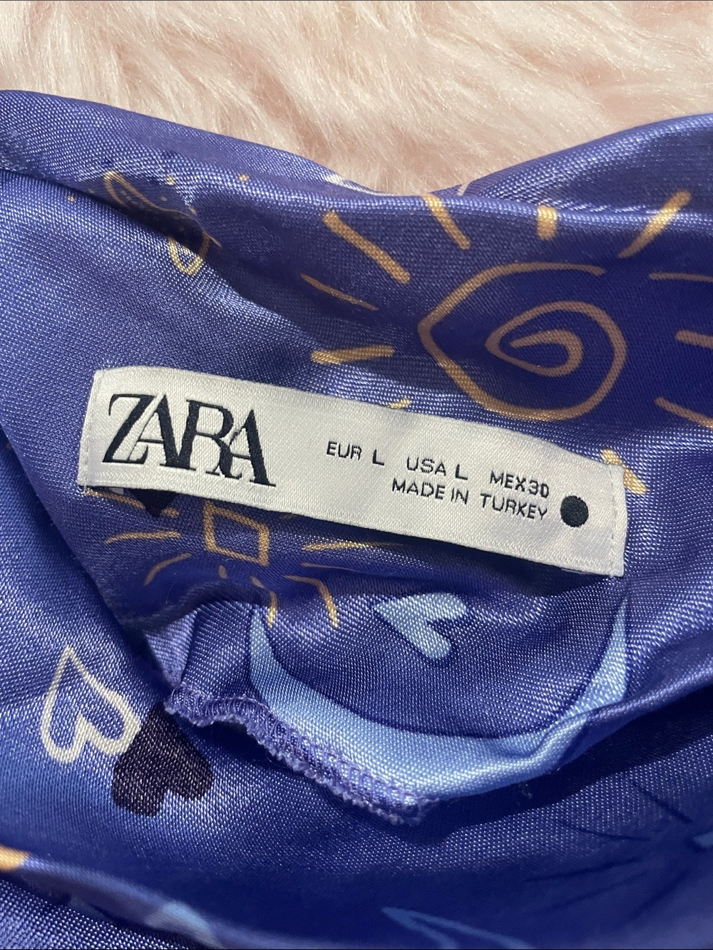 Zara Purple Satin Slip Dress with Celestial Gold Print - Picture 3 of 6
